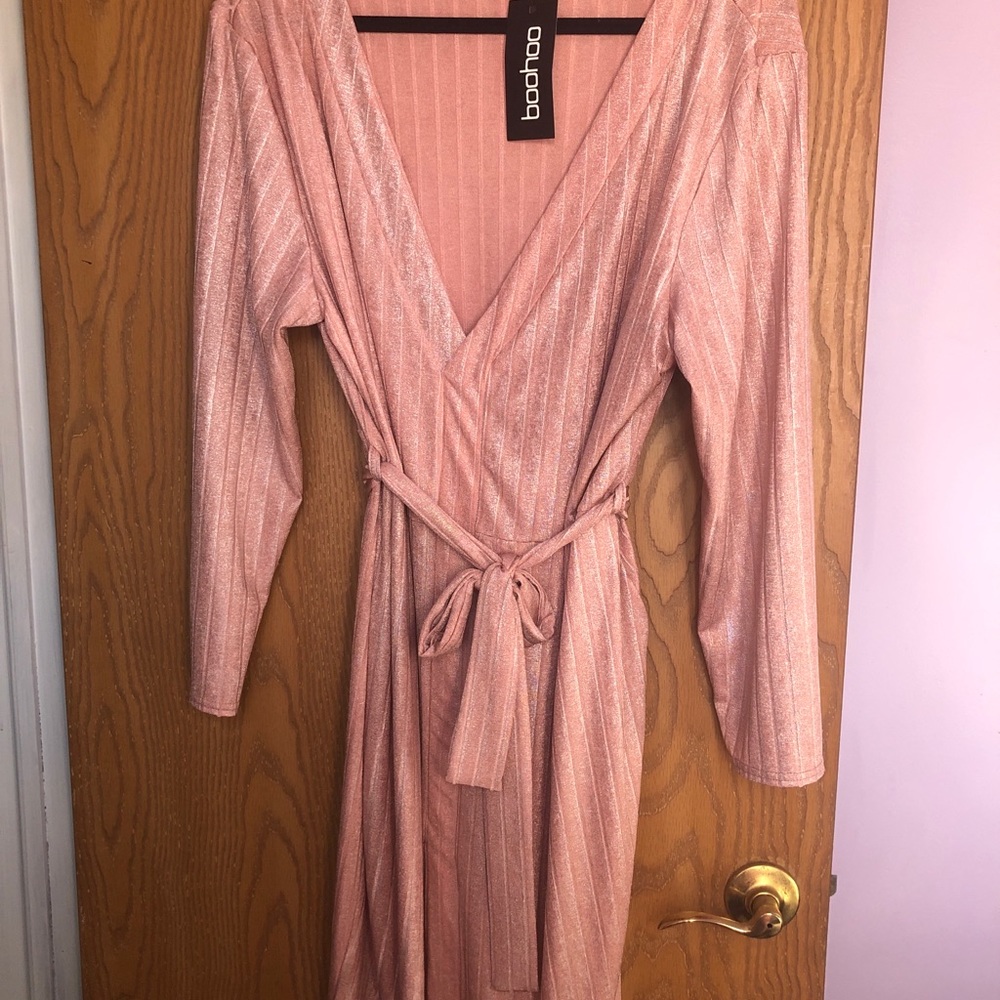 Pink shimmer midi dress